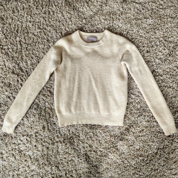 Everlane Sweaters - Everlane Cream Ribbed Cashmere Sweater - Sz S
